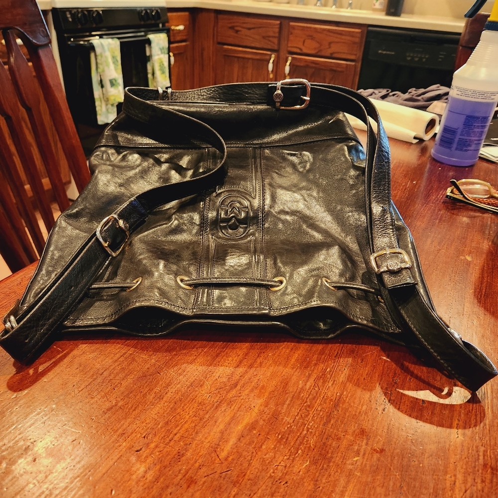 Marino Orlandi Black Italian Leather Crossbody Shoulder Bag